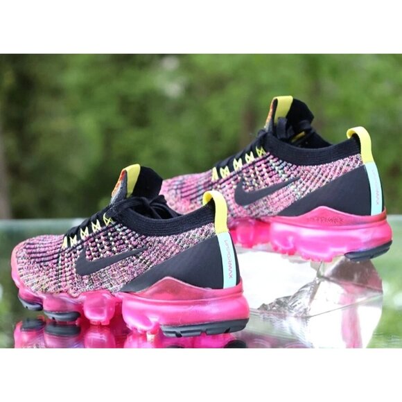 Nike Air VaporMax Flyknit 3 Black Multicolor Sneakers Size 7 Womens Shoes - Picture 11 of 16